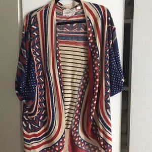 ANTHROPOLOGIE BLUE, RED AND CREAM SWEATET